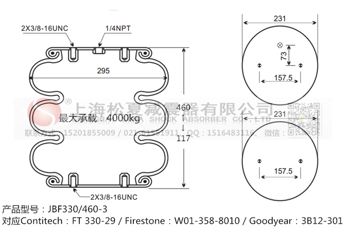JBF330/460-3橡膠<a href='http://m.crankoutloud.com/' target='_blank'><u>空氣彈簧</u></a>